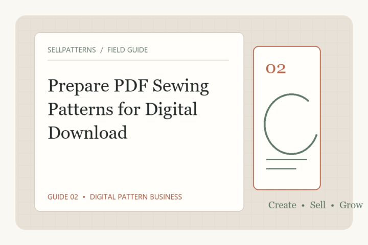 Original editorial illustration of PDF pattern pages being checked for print scale